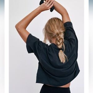 Free people beach black cropped tee NWOT